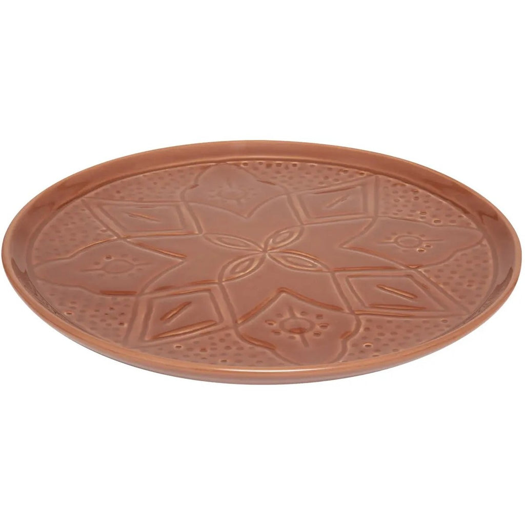 Sienna dinerbord terracotta met gegraveerd bloemmotief, 27 cm (2)