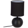 Bollamp mat zwart, zandsteen en katoen, Ø 13 x H 24 cm