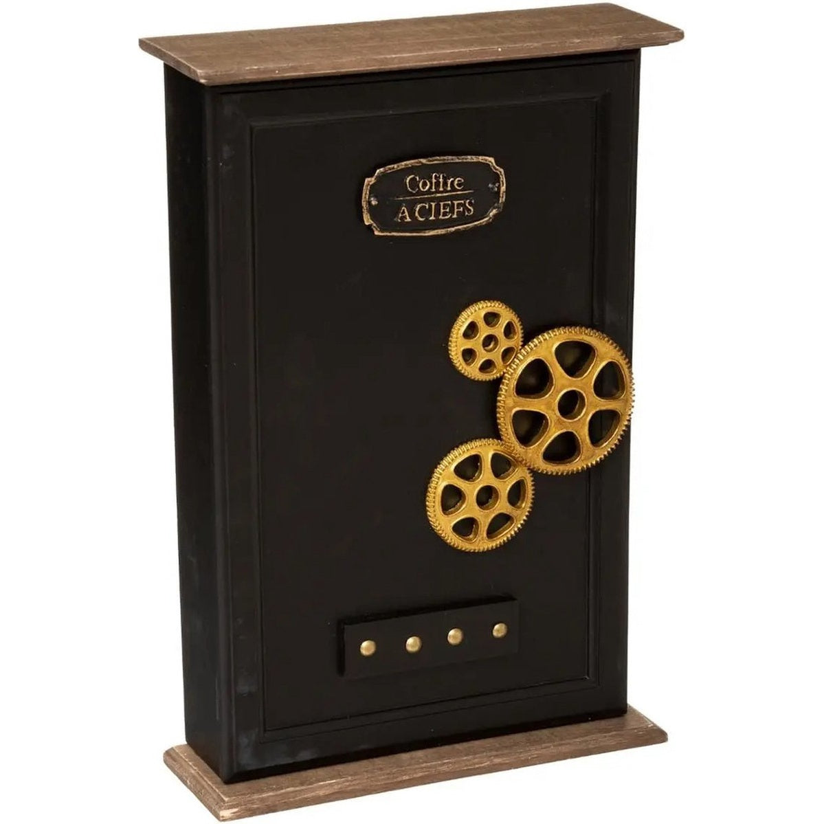 Sleutelkastje met kluismodel, zwart MDF, voor 9 sleutels