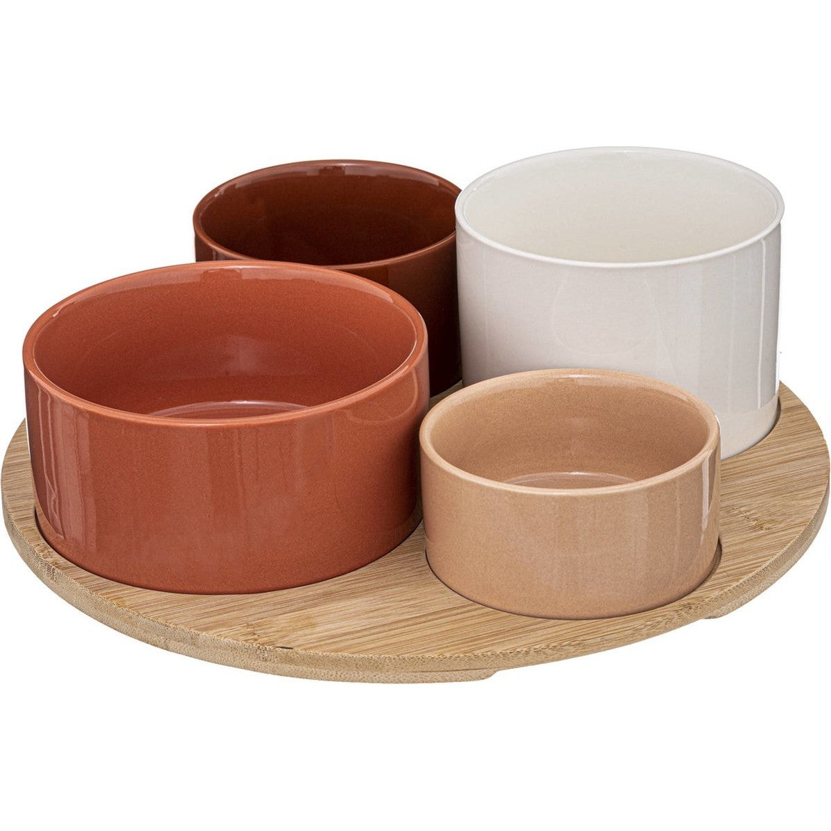 Snackserveerset met bamboe dienblad, 5-delig
