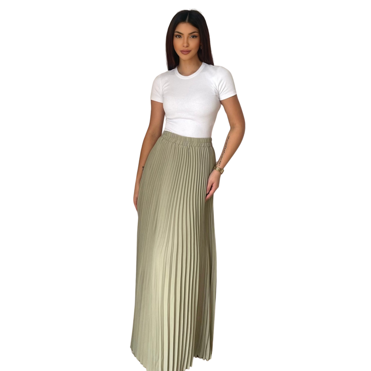 Sofia plisse Skirt - Pistache - MODESTNOVA
