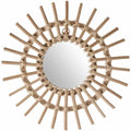Atmosphera wandspiegel Soleil, rotan, beige, Ø 30 cm