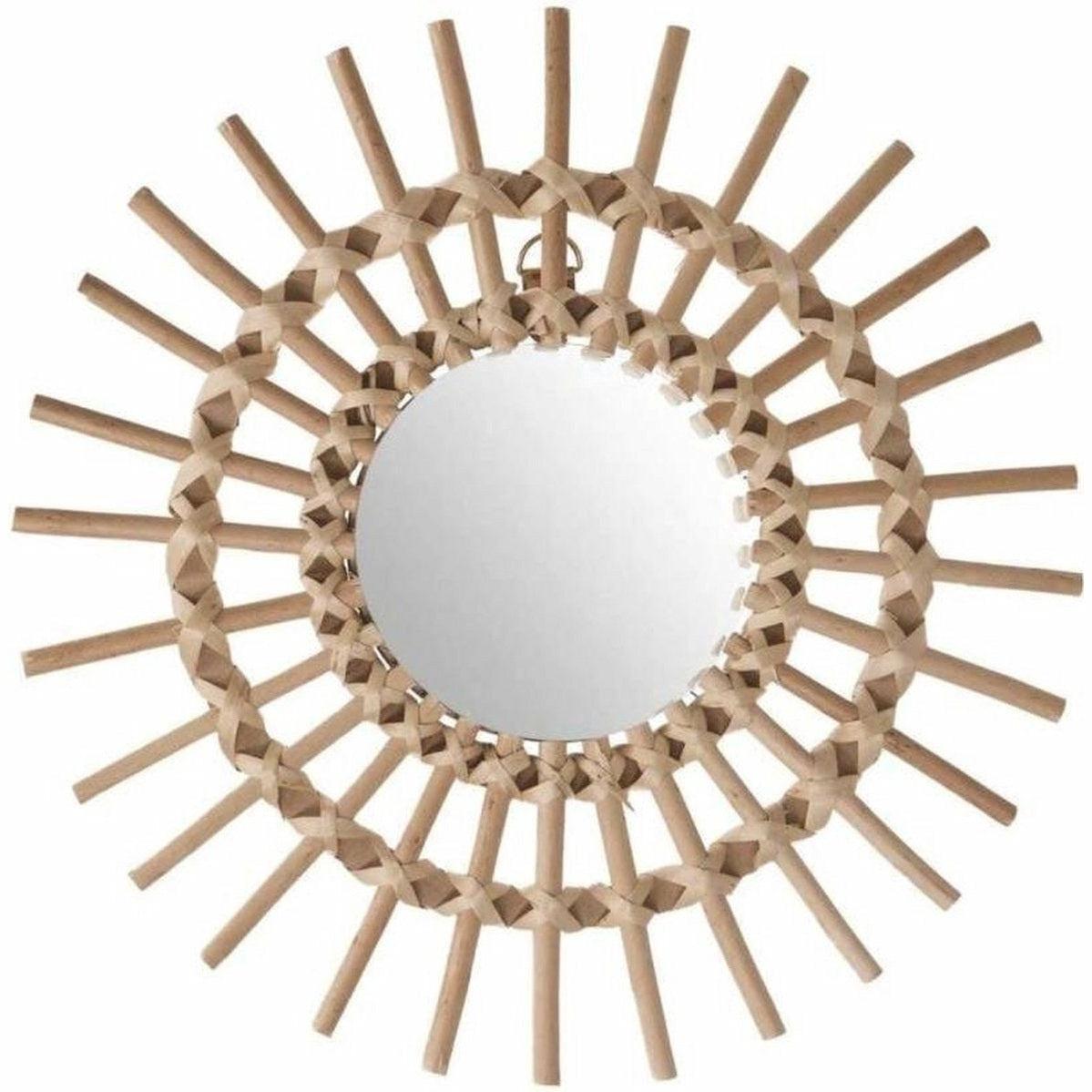 Atmosphera wandspiegel Soleil, rotan, beige, Ø 30 cm