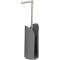 Staande toiletrolhouder grijs met reservoir, metaal, 59 cm