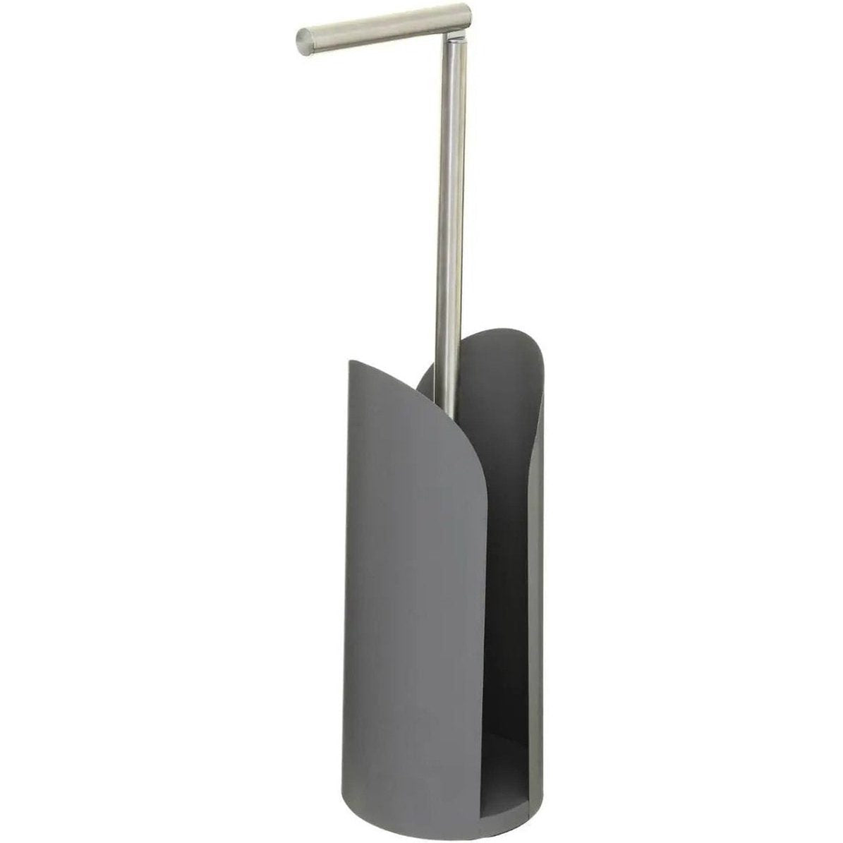 Staande toiletrolhouder grijs met reservoir, metaal, 59 cm