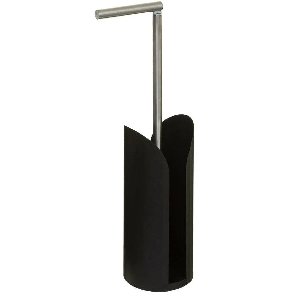 Staande toiletrolhouder met reservoir, zwart metaal, 59 cm