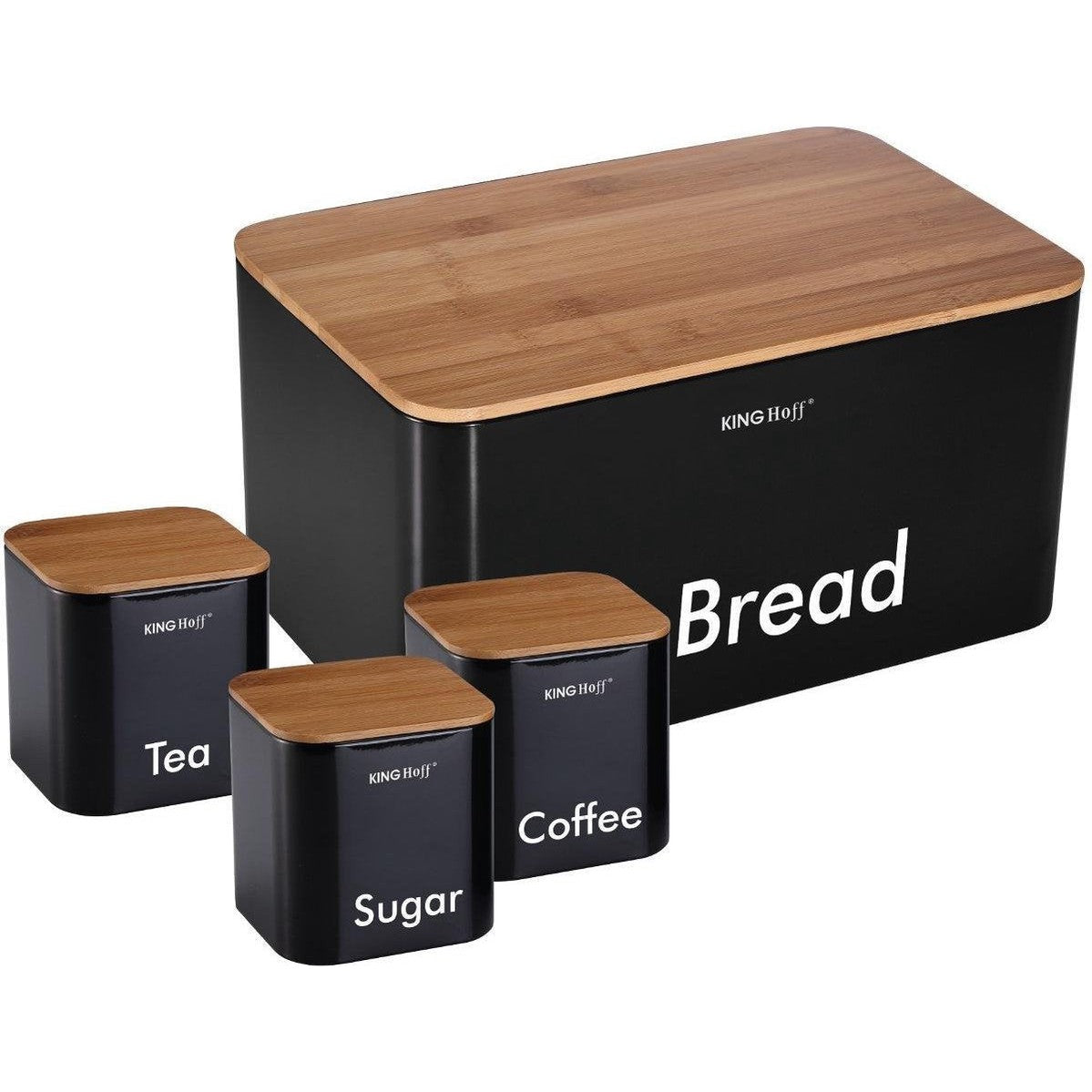 Kinghoff broodtrommel van staal met 3 containers, 35 x 23 x 18,5 cm