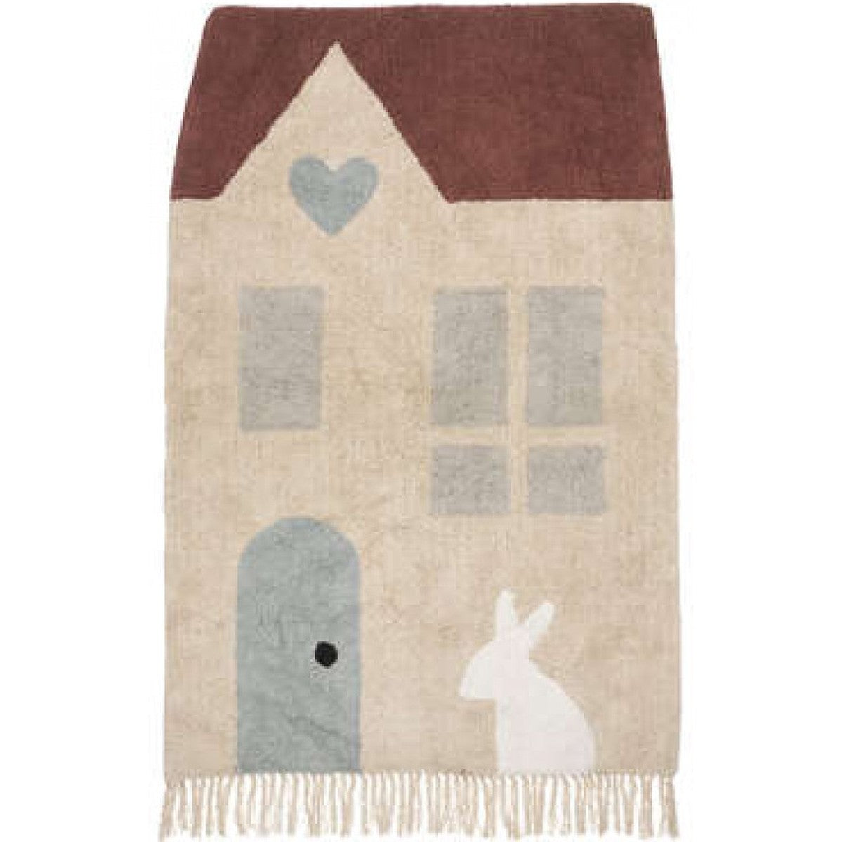 Speelkleed kinderkamer pastel, 100 x 150 cm, huisje met konijn