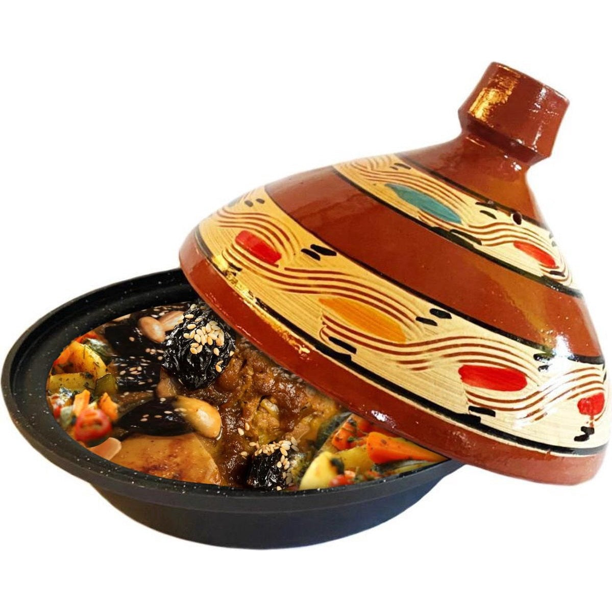 Tajine van aardewerk en gegoten aluminium, ook voor inductie