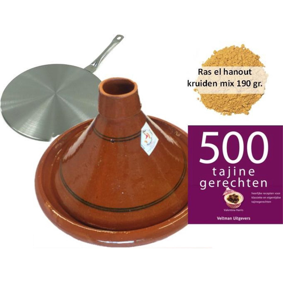 Tajine set voor 6 personen met kruiden en kookboek, inductie