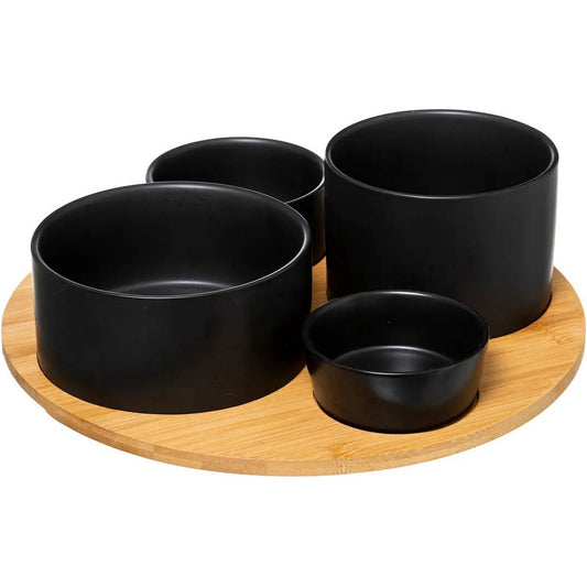 Tapasschaal / aperitiefset hout / zwart. 33cm