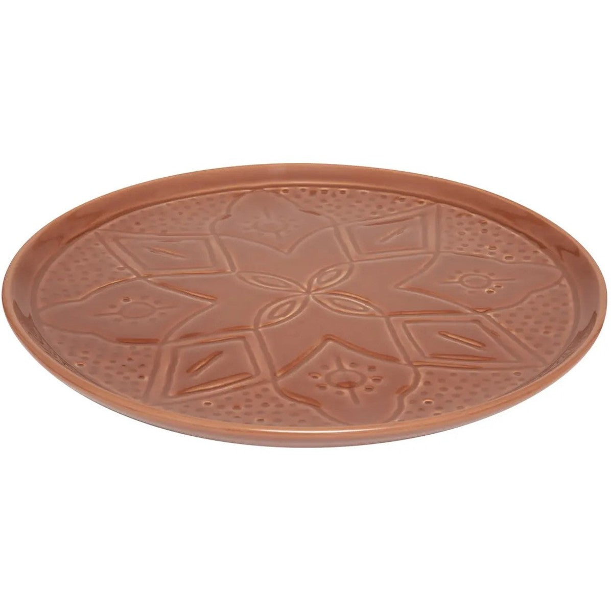 Dinerborden terracotta met bloemmotief, set van 2, 27 cm (2)