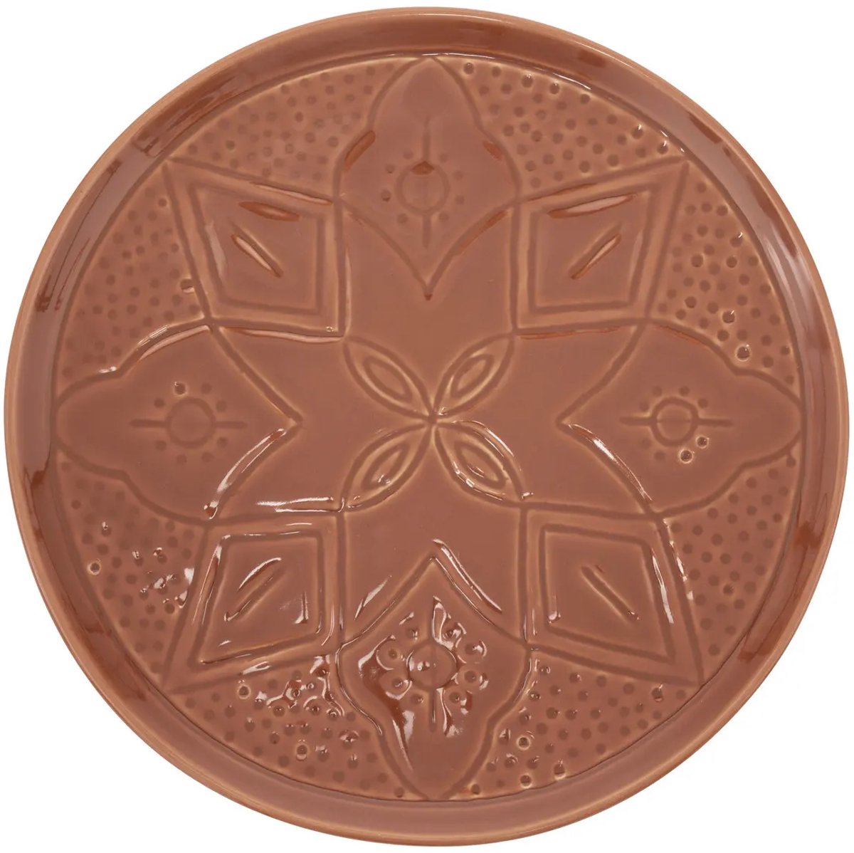 Dinerborden terracotta met bloemmotief, set van 6, 27 cm