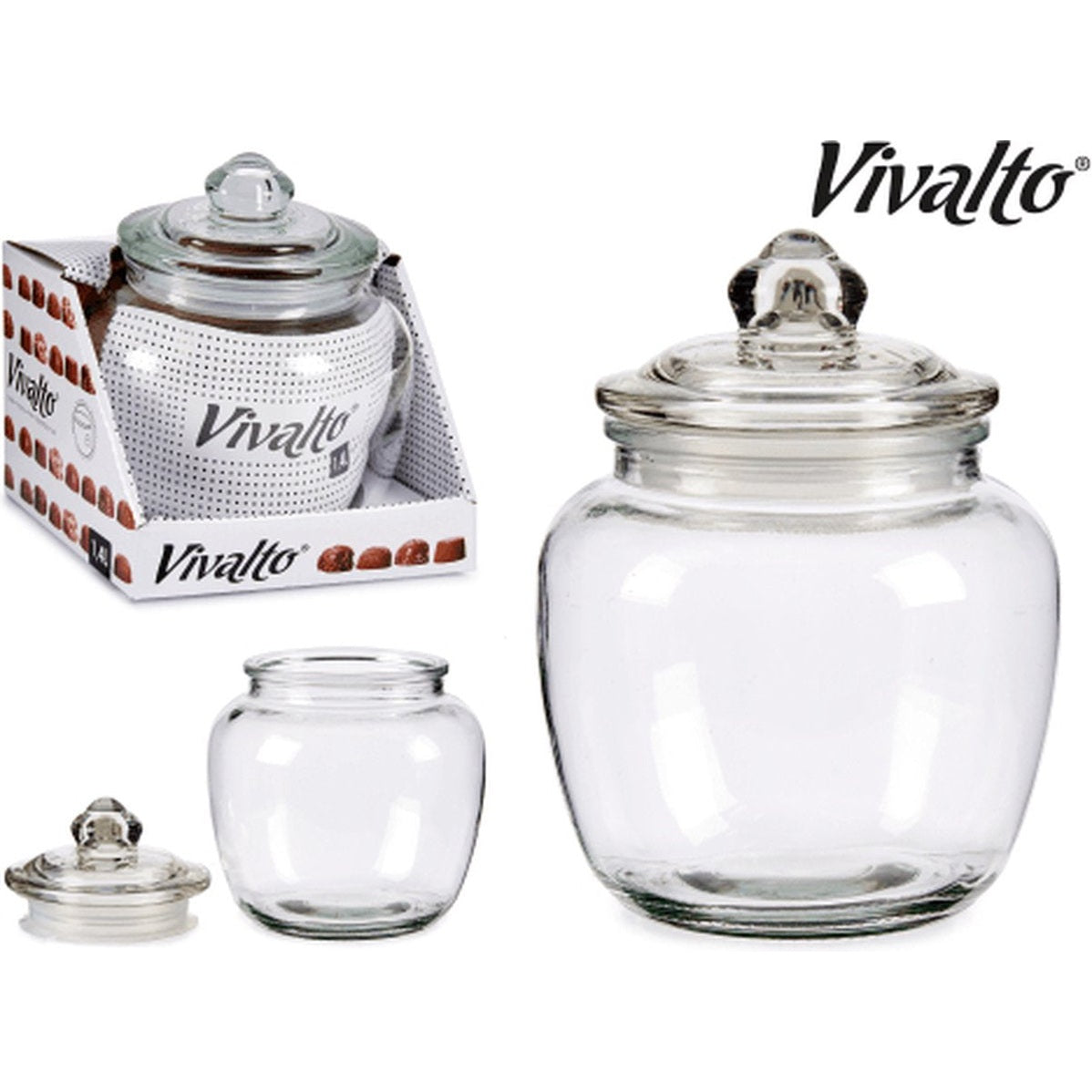 Voorraadpot 1,4 L van hermetisch glas, transparant