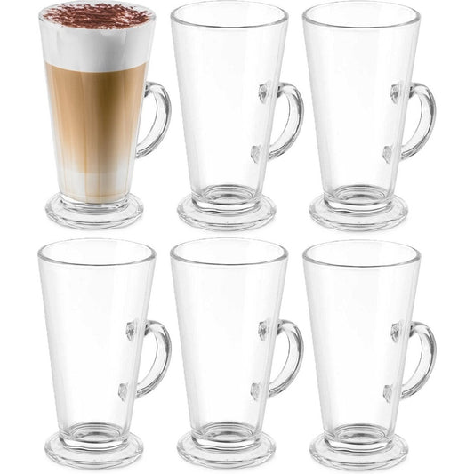 Vivalto Caffe Latte macchiato/koffie glazen model Paris - transparant glas - 6x stuks - 280 ml