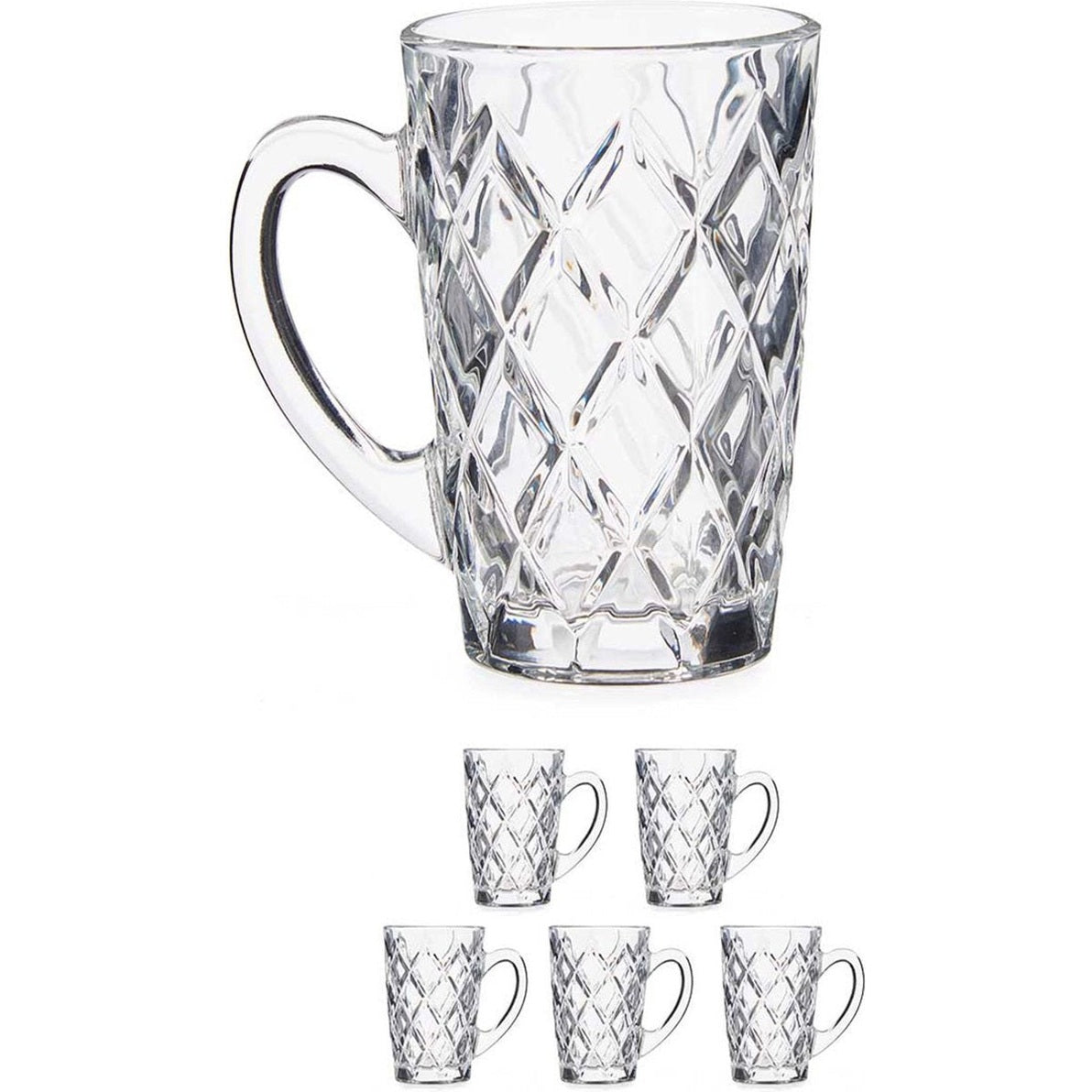 Vivalto koffieglazen Diamant met oor, set van 6 (170 ml)