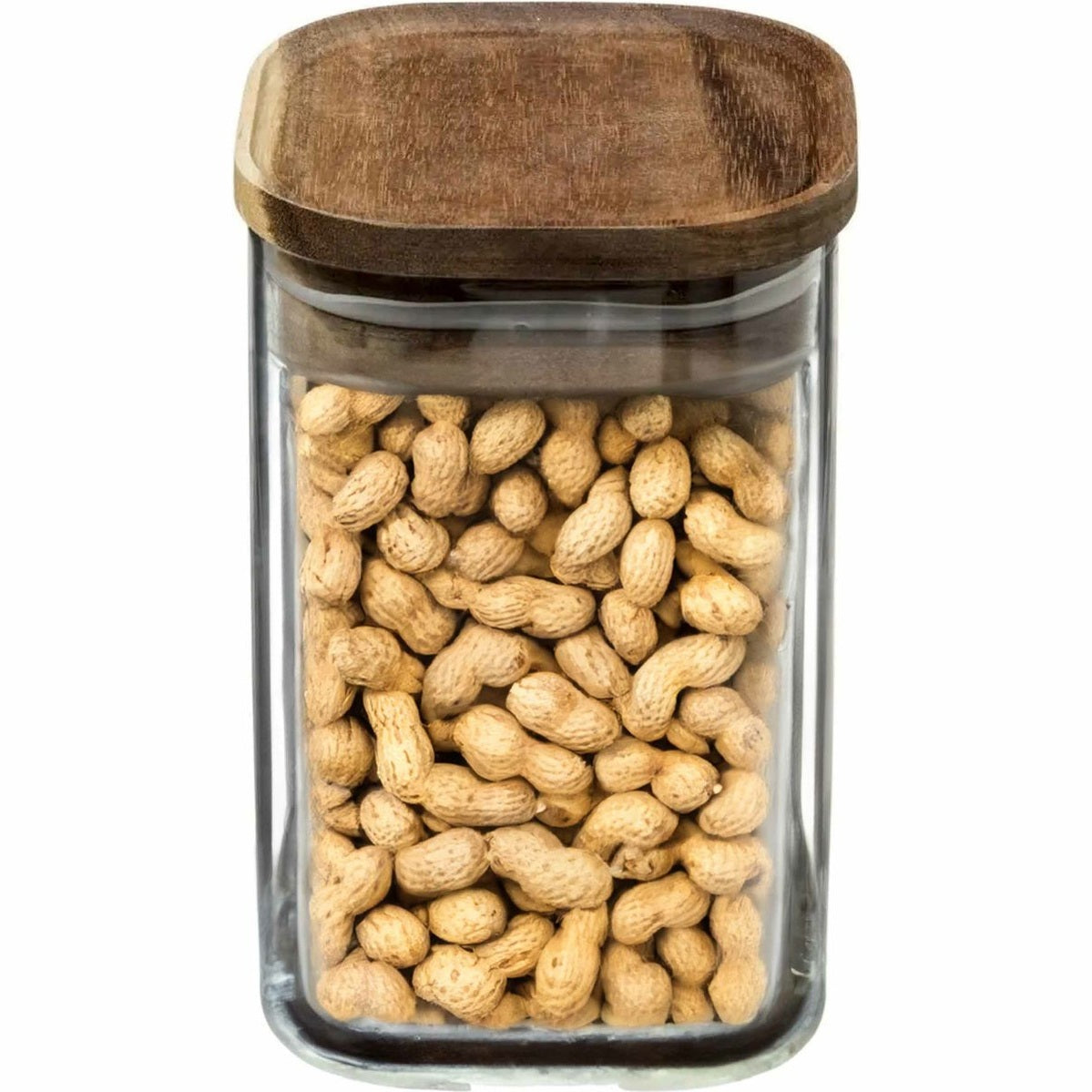 Voorraadpot van glas met acacia deksel, 1 L