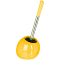 Toiletborstel met houder rond, geel glanzend keramiek, 36 cm