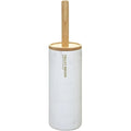 WC-borstel met houder, wit marmereffect, bamboe, 38 cm