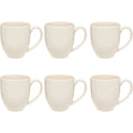 Stoneware mokken met oor, warm wit, set van 6 (48 cl)