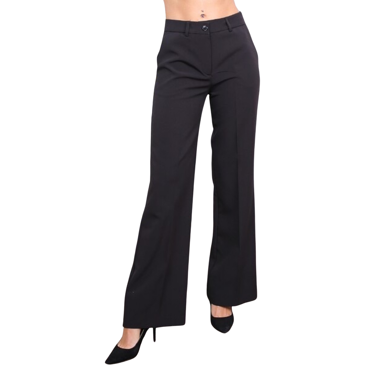 Wide leg broek, zwart