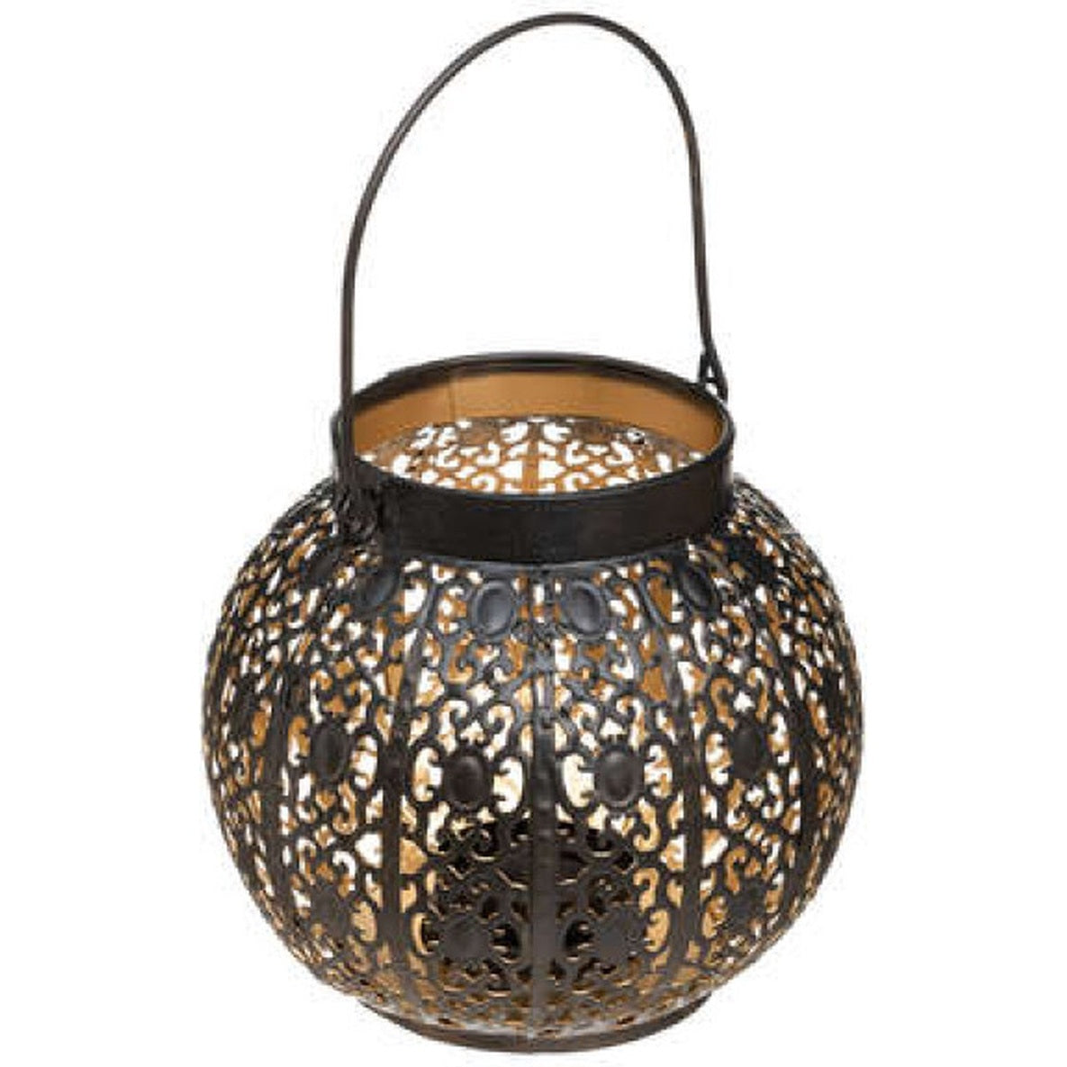 Windlicht metaal zwart en goud, 15 cm