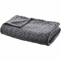 Fleece plaid donkergrijs geruit, 125 x 150 cm