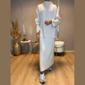 Yara twinset trui met ronde hals en rok, zalm
