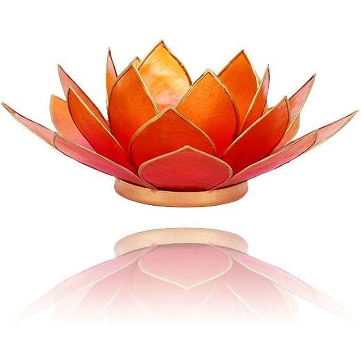 Yogi & Yogini Lotus sfeerlicht Capiz, roze en oranje, 13,5 cm