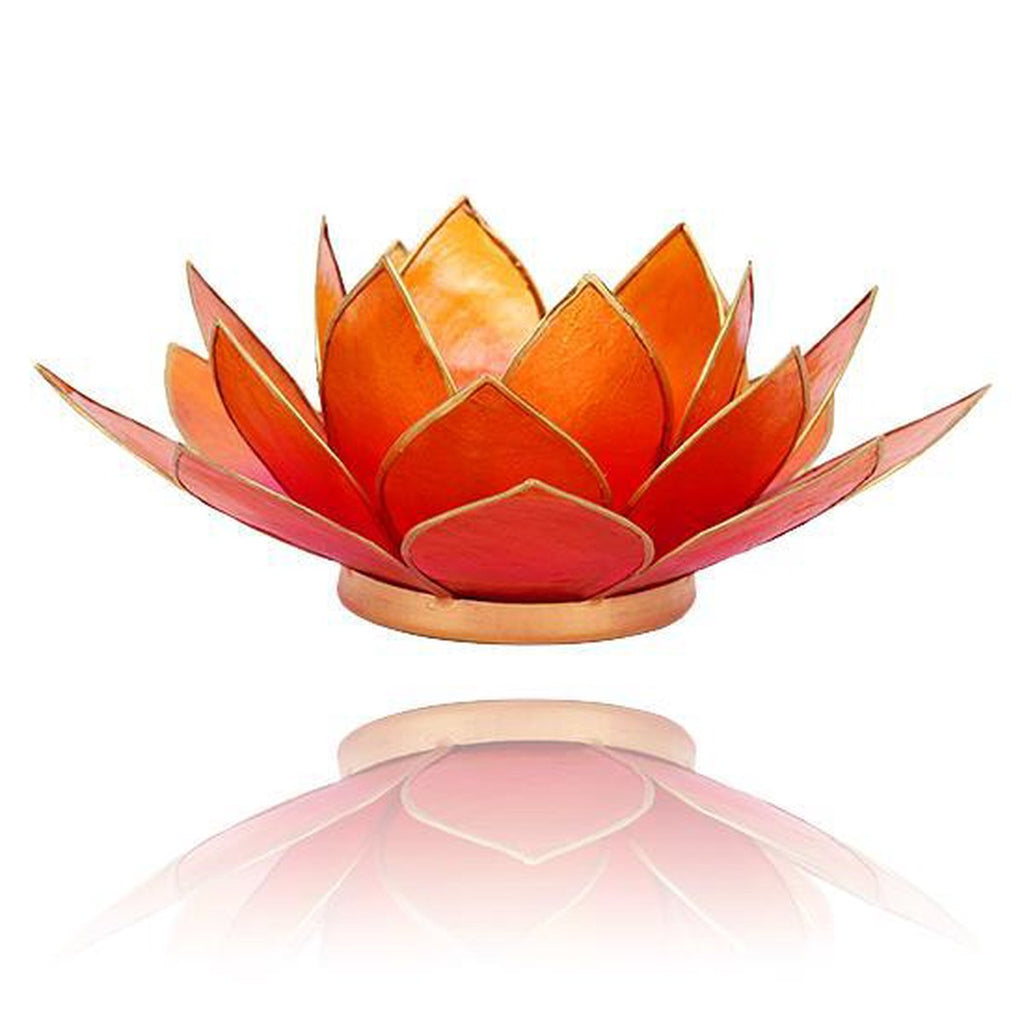 Yogi & Yogini Lotus sfeerlicht Capiz, roze en oranje, 13,5 cm (3)
