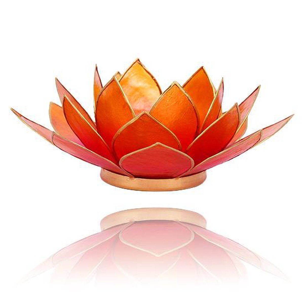 Yogi & Yogini Lotus sfeerlicht Capiz, roze en oranje, 13,5 cm (3)