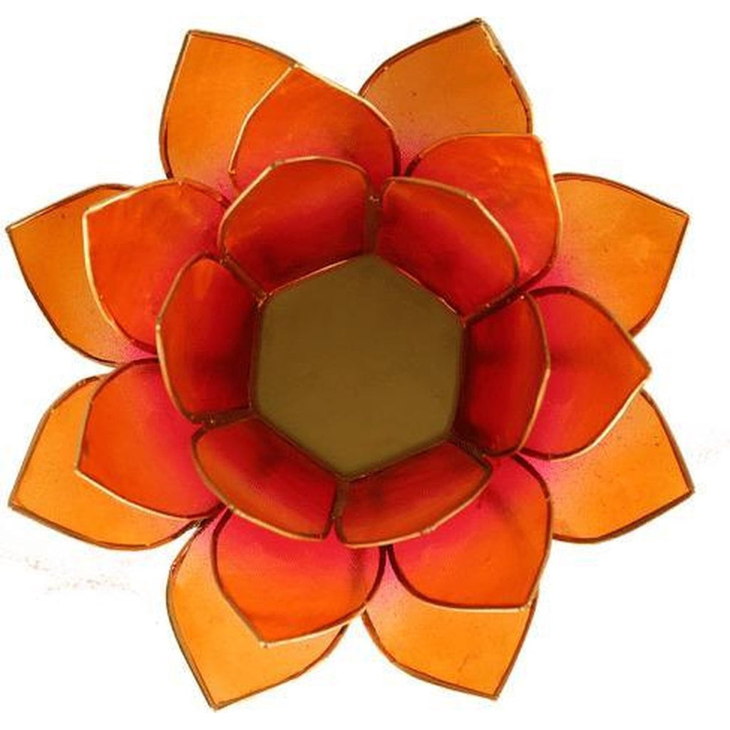 Yogi & Yogini Lotus sfeerlicht Capiz, roze en oranje, 13,5 cm (2)